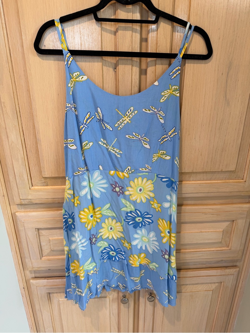 Vintage Y2K Blue Floral & Dragonfly Slip Dress
